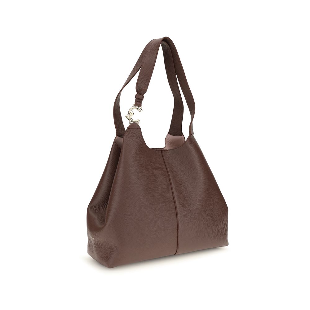 Coccinelle Beige Kalbsleder Bos Taurus Schultertasche