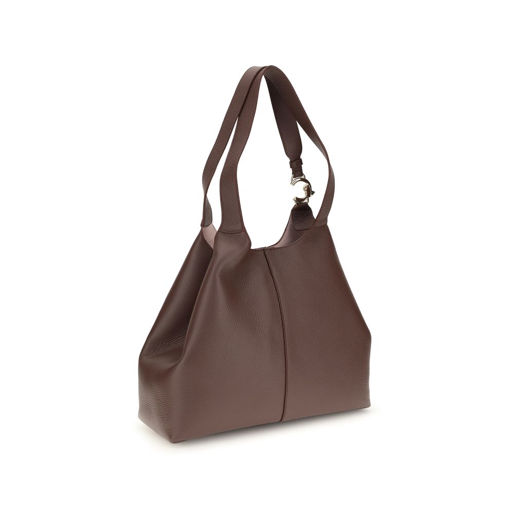 Coccinelle Beige Kalbsleder Bos Taurus Schultertasche