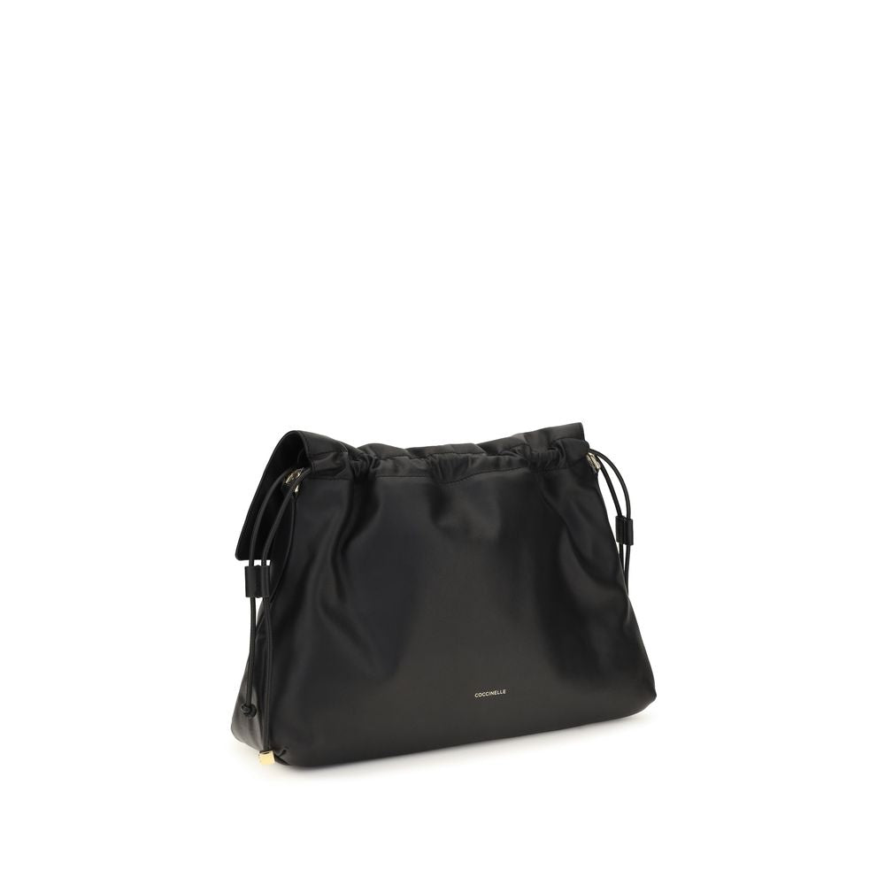 Coccinelle Schwarze Bos Taurus Kalbsleder Schultertasche