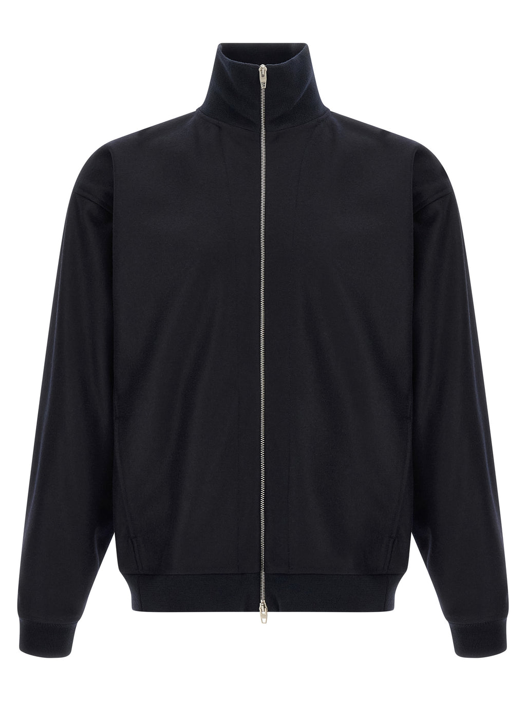 Jil Sander Blaue Wolljacke in voller Länge