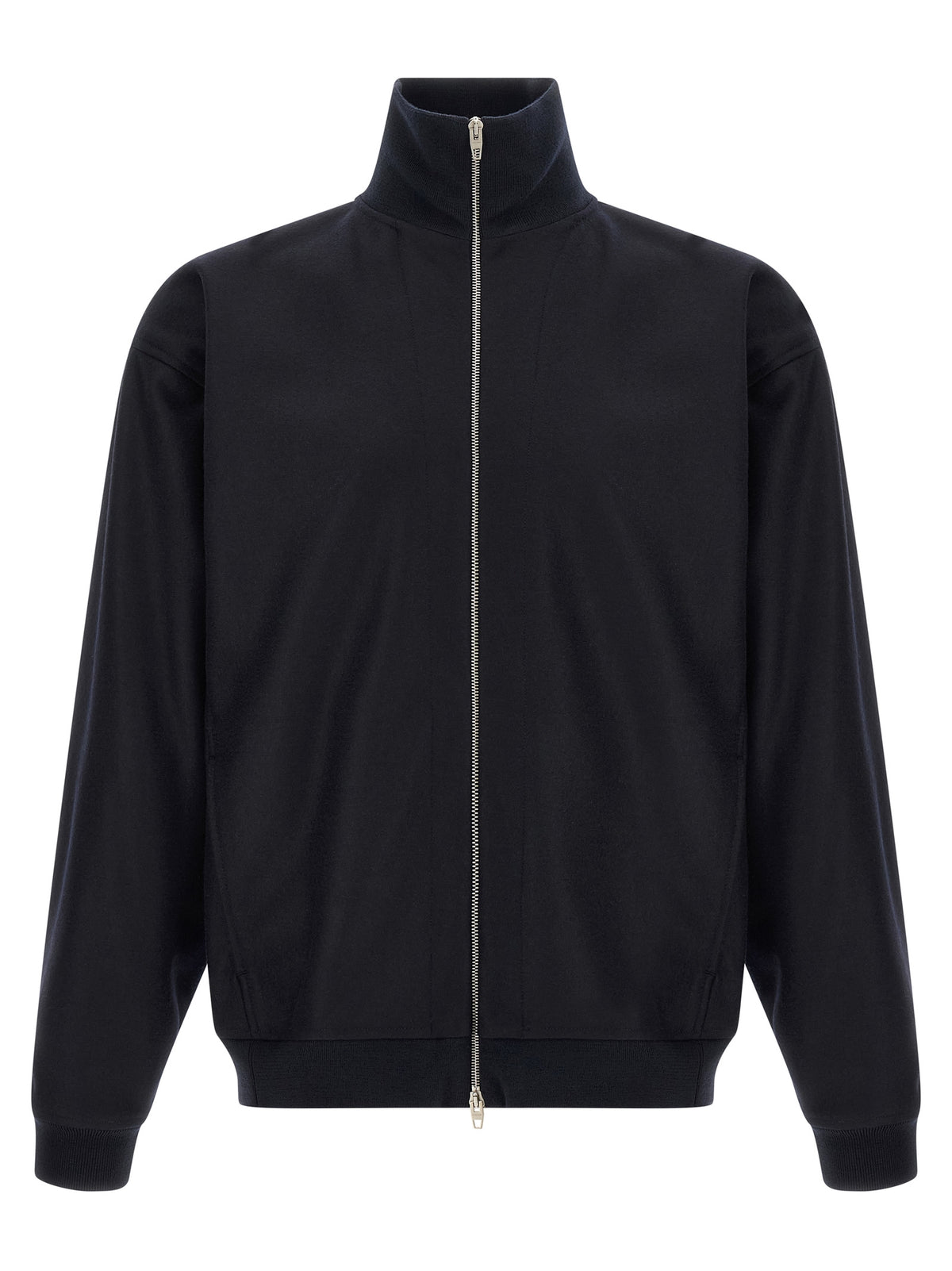Jil Sander Blaue Wolljacke in voller Länge