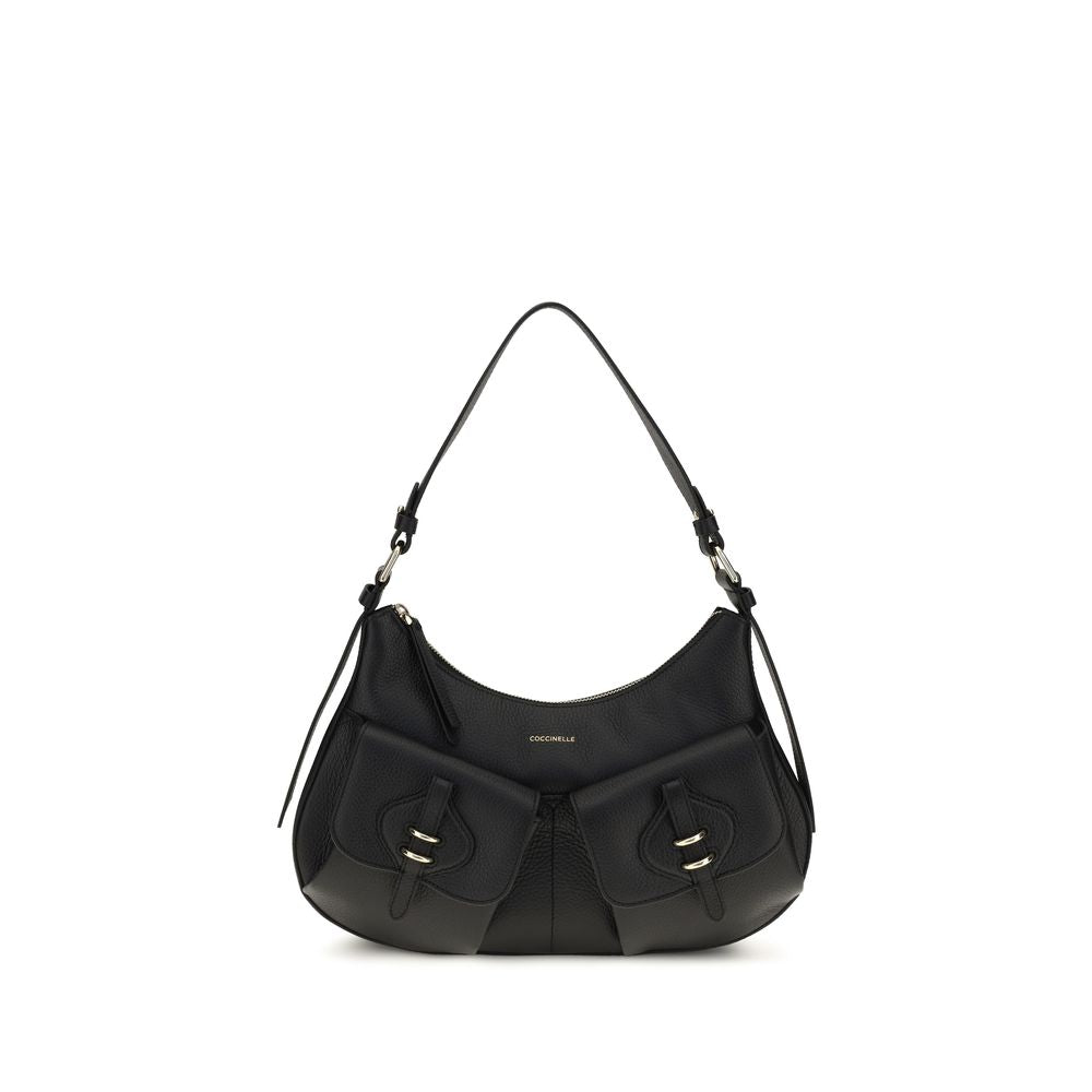 Coccinelle Schwarze Bos Taurus Kalbsleder Schultertasche