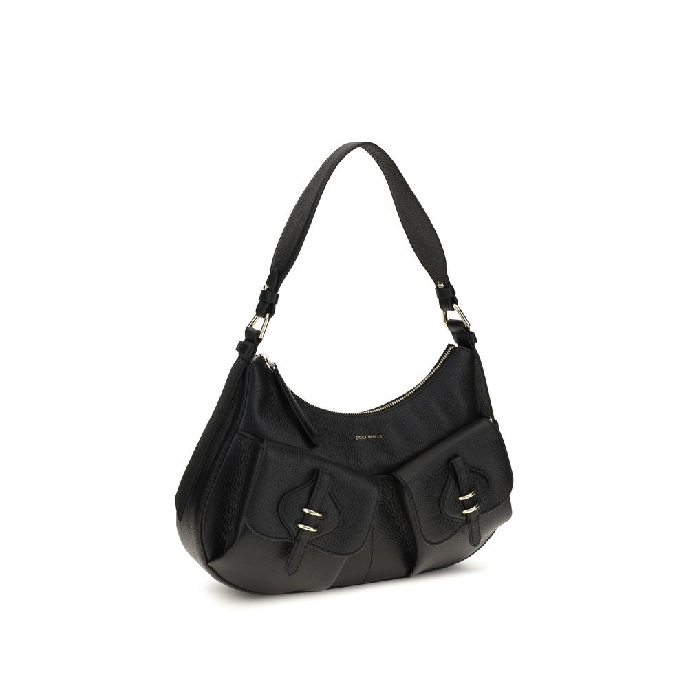 Coccinelle Schwarze Bos Taurus Kalbsleder Schultertasche