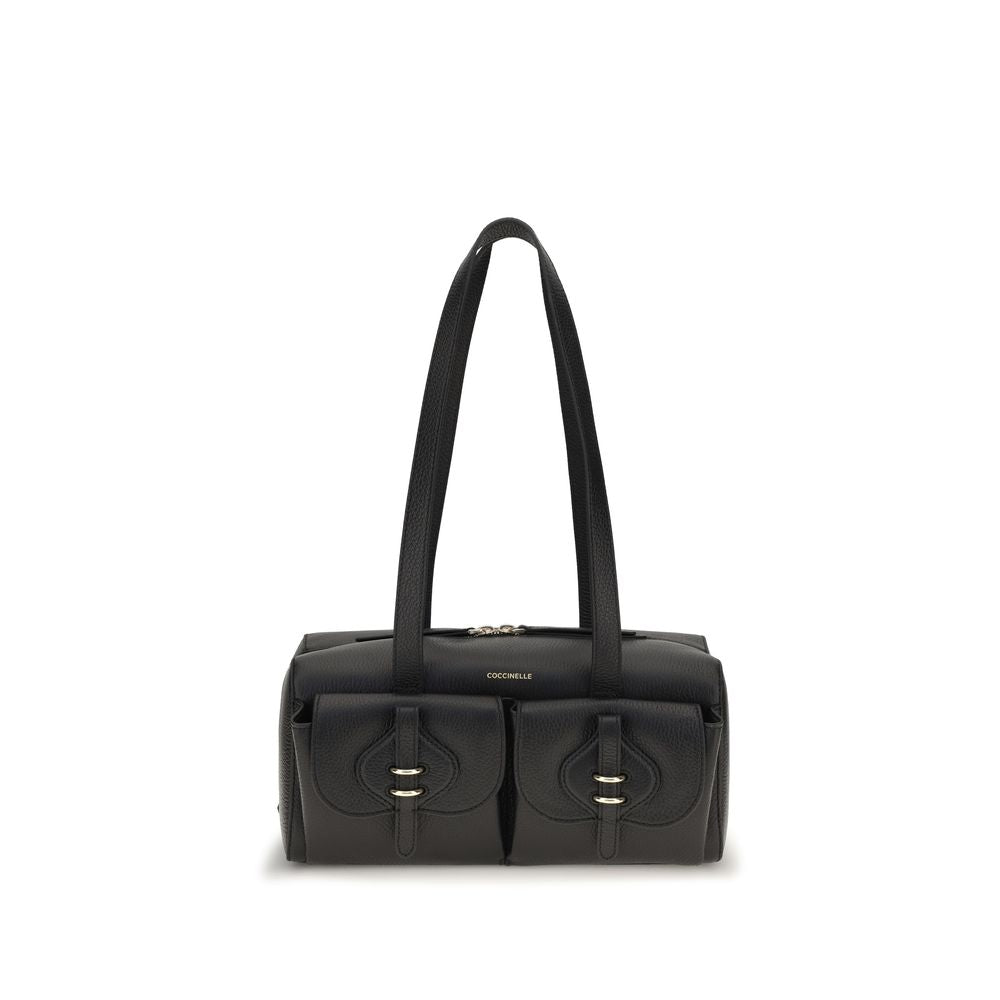 Coccinelle Schwarze Bos Taurus Kalbsleder Schultertasche