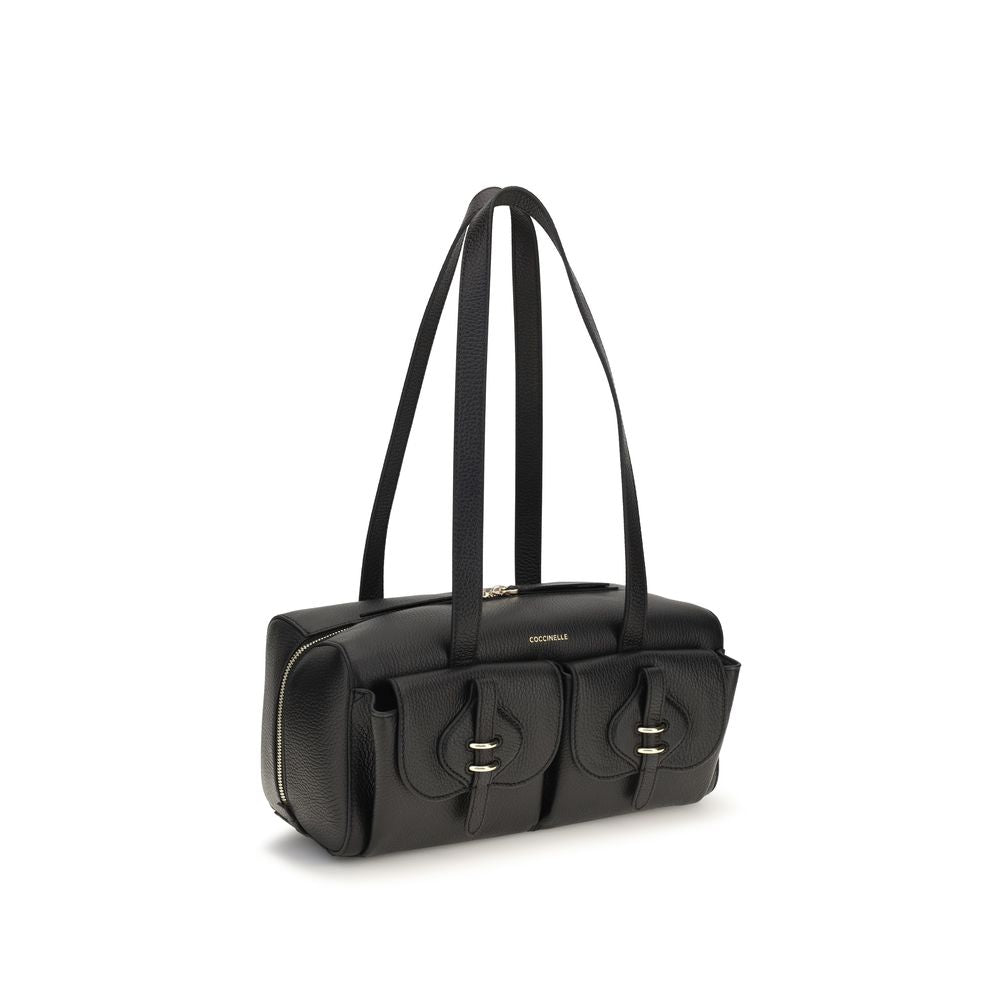 Coccinelle Schwarze Bos Taurus Kalbsleder Schultertasche