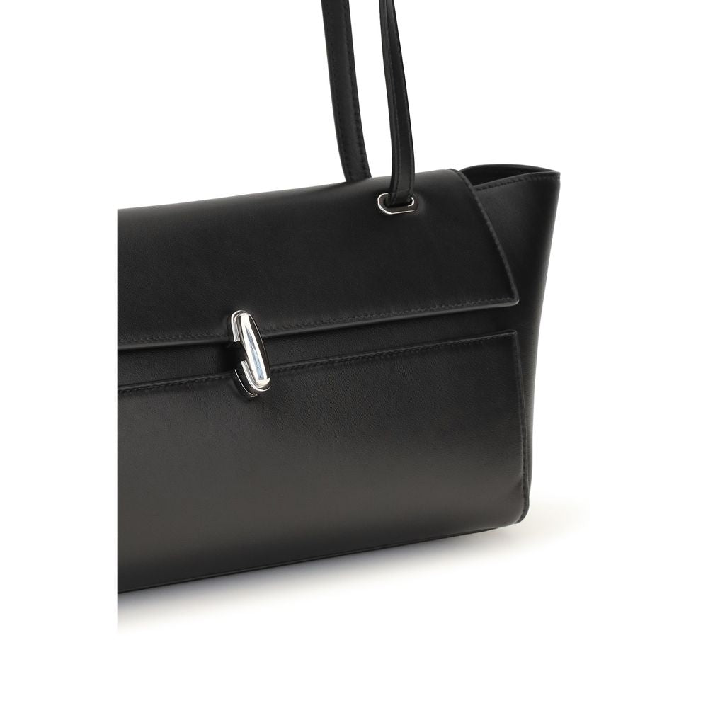 Savette Schwarze Bos Taurus Kalbsleder Schultertasche
