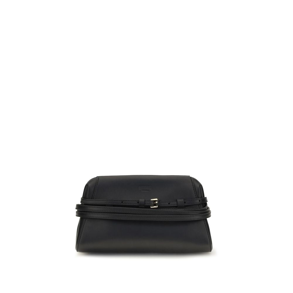 Moschino Schwarze Umhängetasche aus Ziegenleder