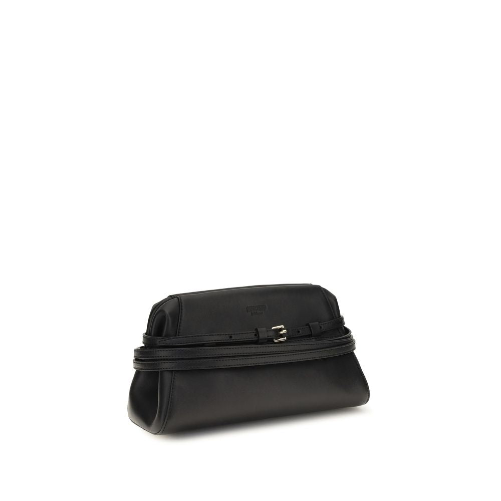 Moschino Schwarze Umhängetasche aus Ziegenleder