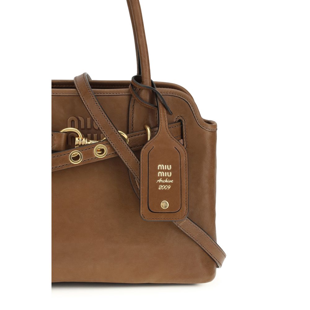 Miu Miu Schultertasche aus braunem Lammleder Ovis Aries Aries