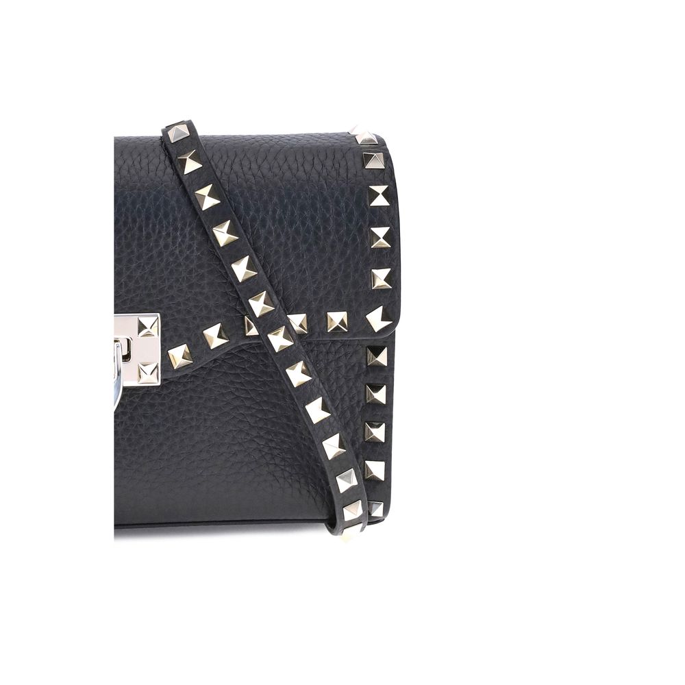 Valentino Garavani Schwarze Bos Taurus Kalbsleder Schultertasche