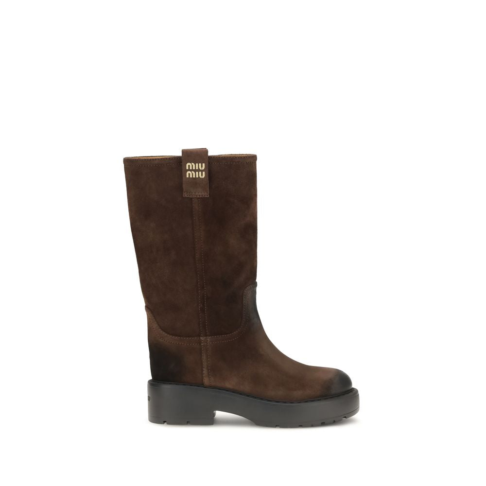 Miu Miu Braune Ankle Boots aus Kalbsleder Bos Taurus