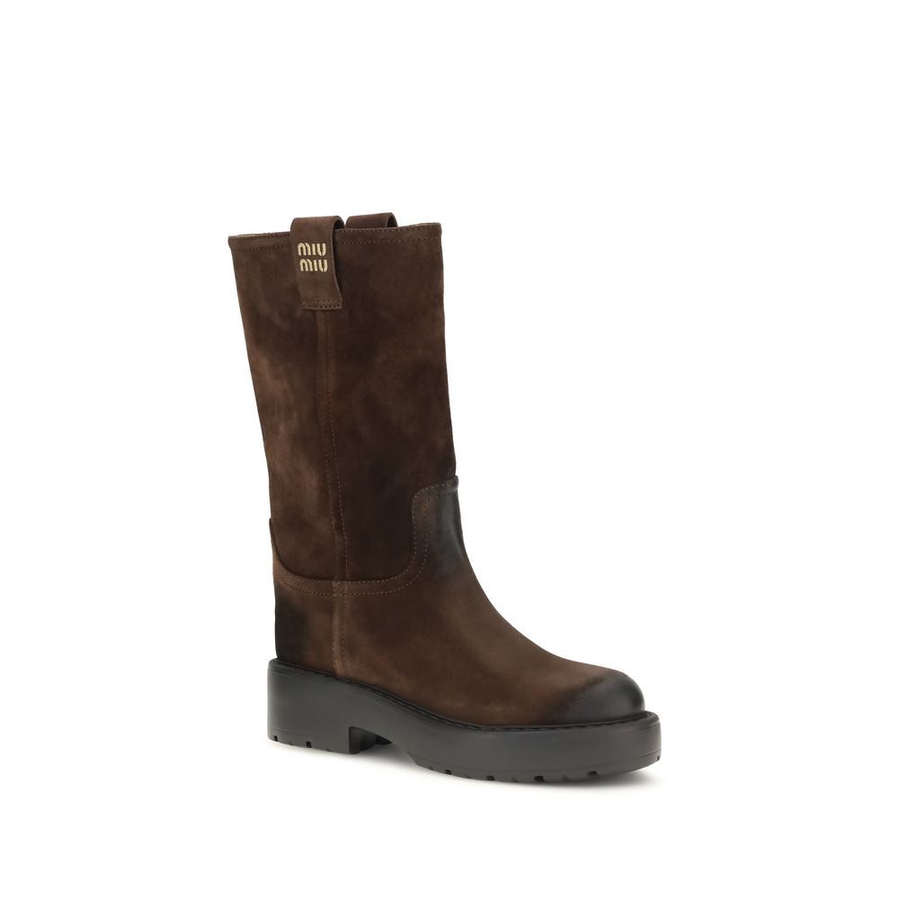 Miu Miu Braune Ankle Boots aus Kalbsleder Bos Taurus