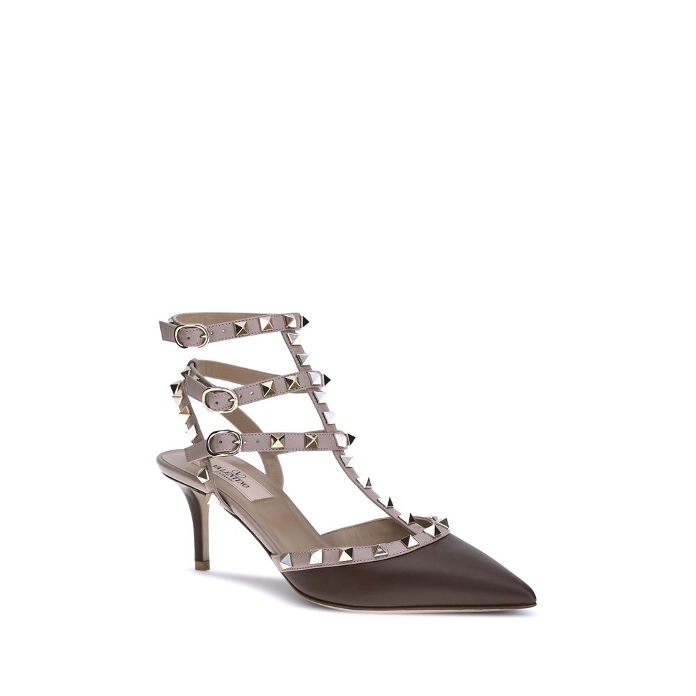 Valentino Garavani Braune Pumps aus Kalbsleder Bos Taurus mit mittelhohem Absatz