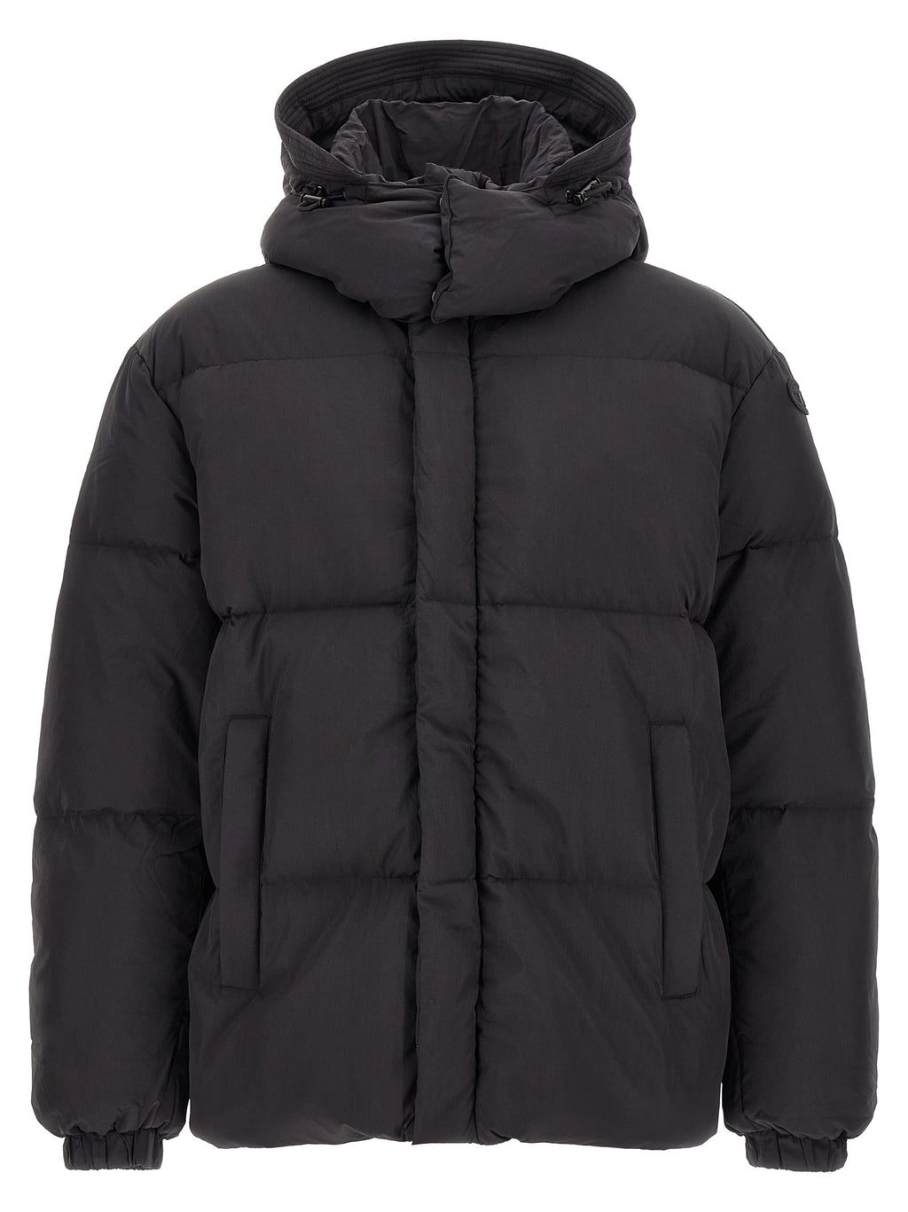 Diesel Schwarze Polyamid-Jacke in voller Länge