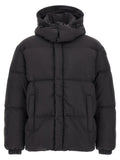 Diesel Schwarze Polyamid-Jacke in voller Länge