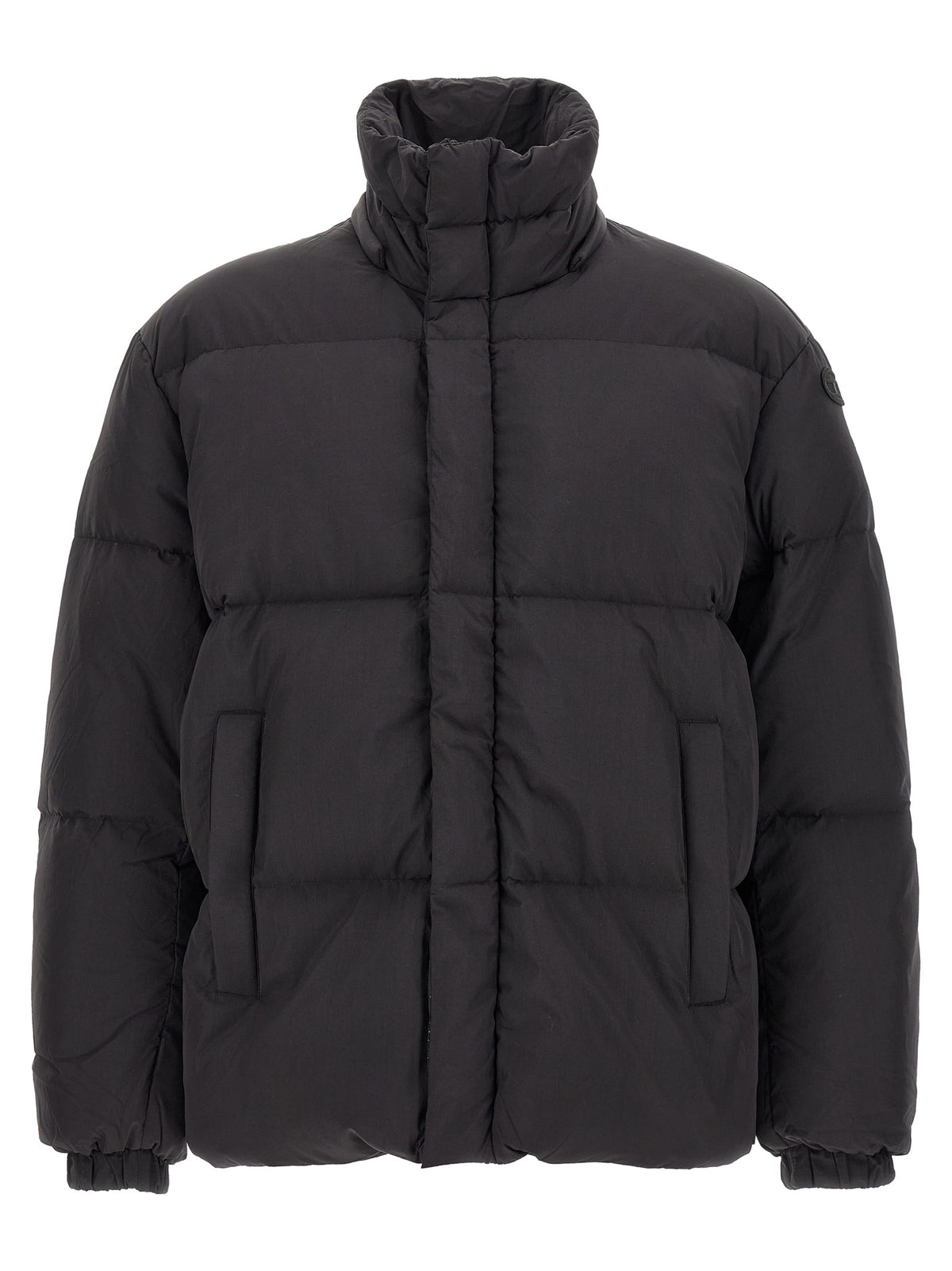 Diesel Schwarze Polyamid-Jacke in voller Länge