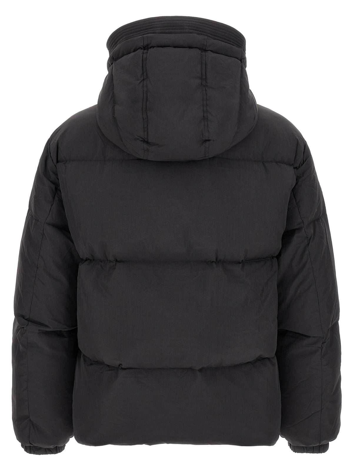 Diesel Schwarze Polyamid-Jacke in voller Länge