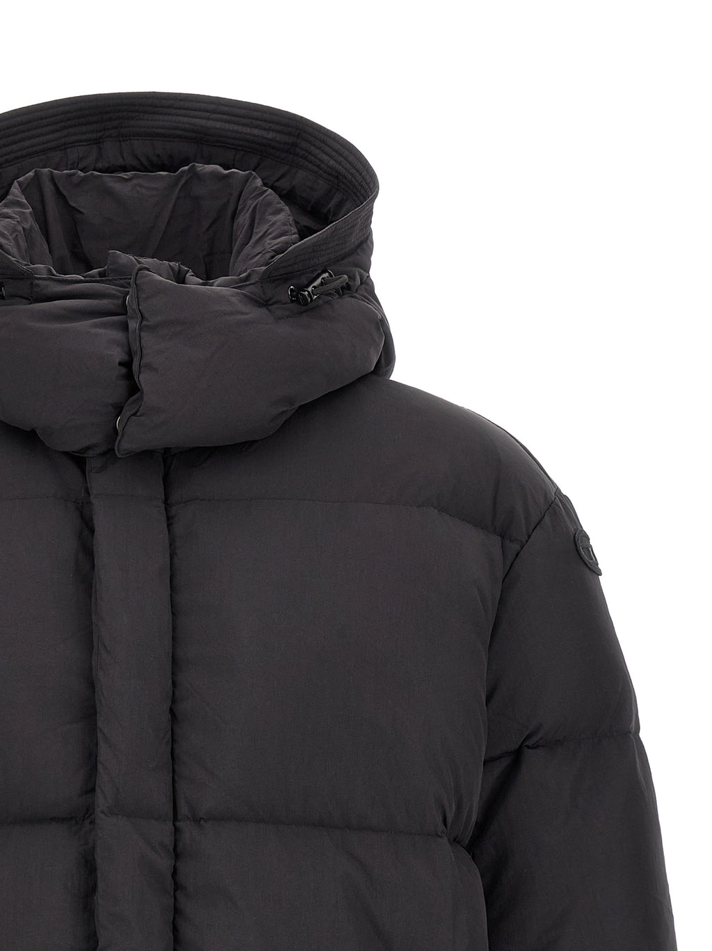 Diesel Schwarze Polyamid-Jacke in voller Länge