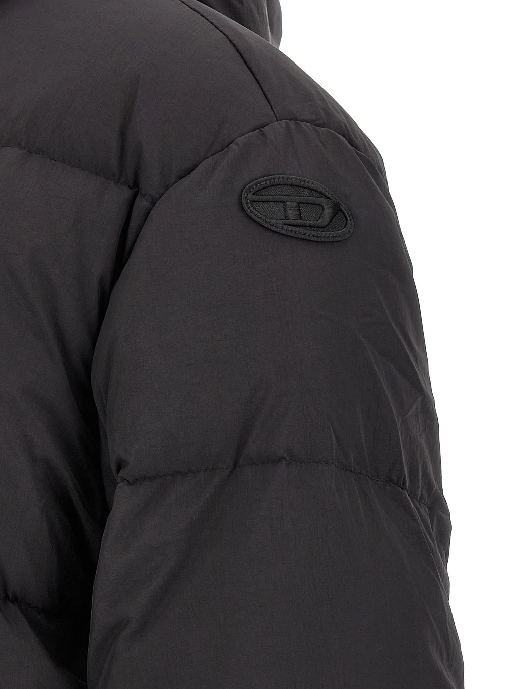 Diesel Schwarze Polyamid-Jacke in voller Länge