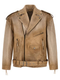 Golden Goose Beige Büffelleder Lederjacke