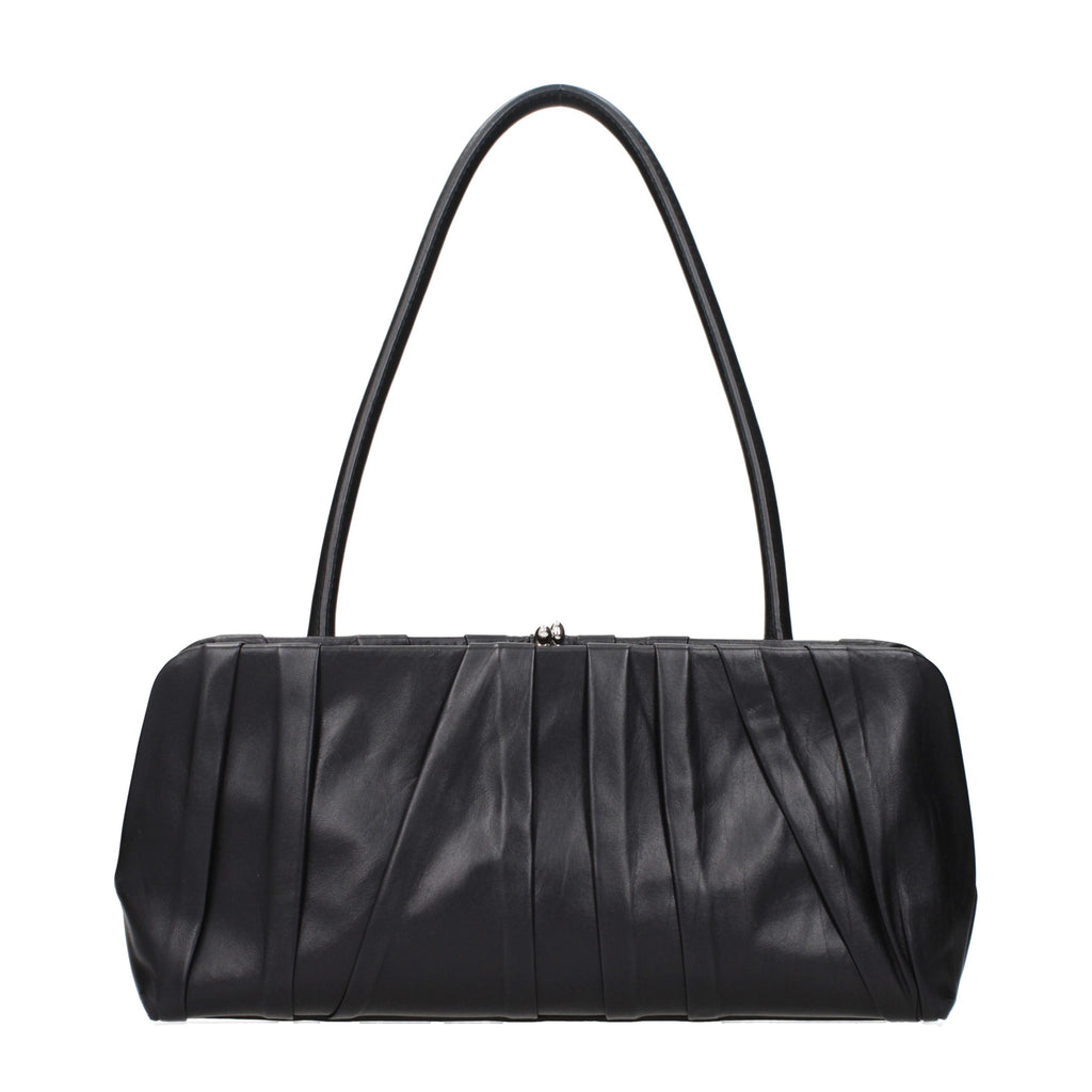 Jil Sander Schwarze Leder Umhängetasche