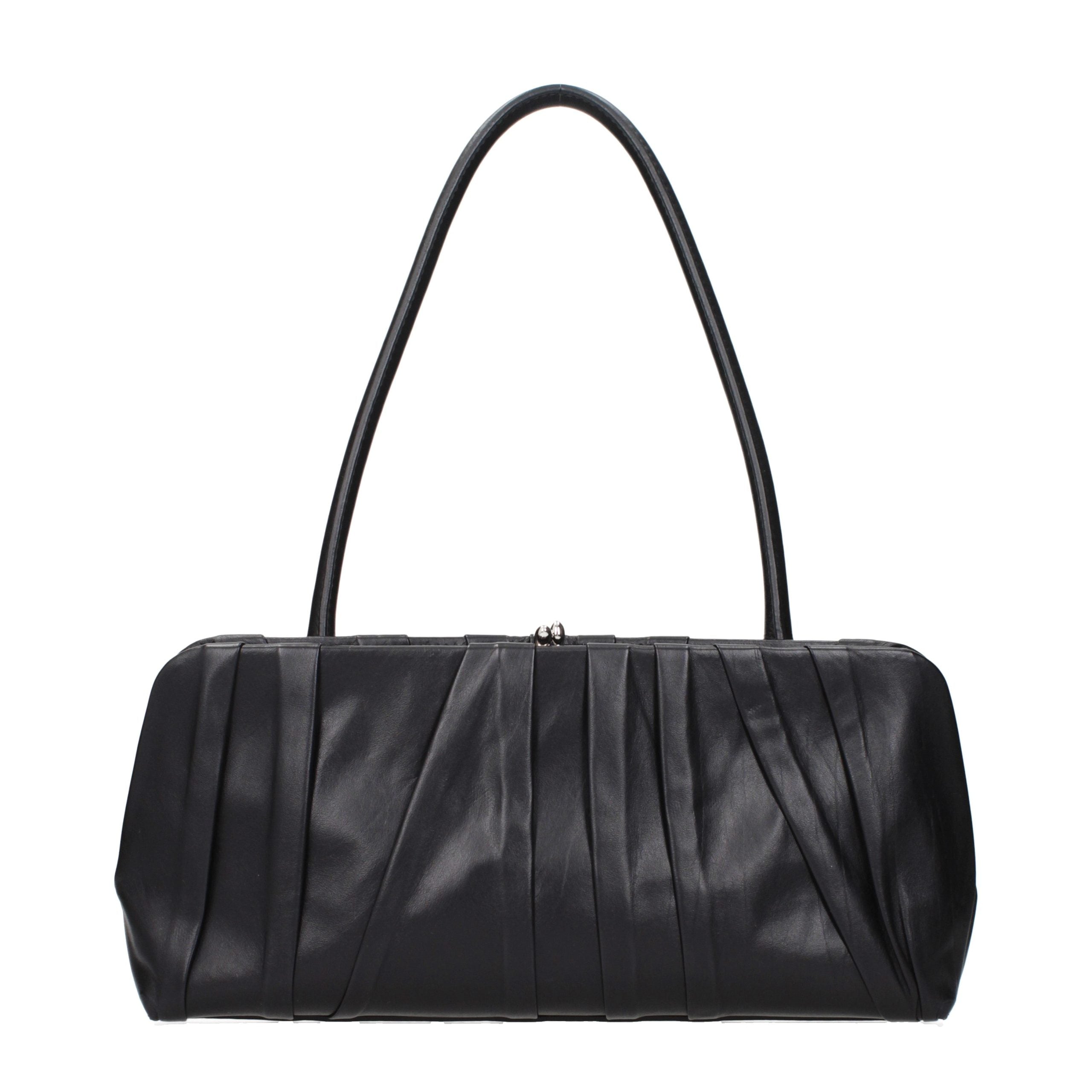 Jil Sander Schwarze Leder Umhängetasche