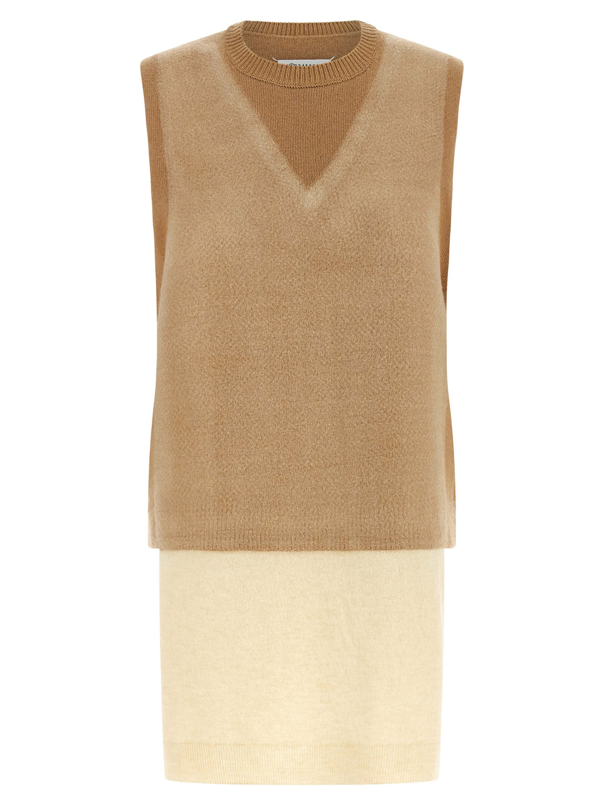Maison Margiela Ärmellose Weste aus reiner Schurwolle in Beige