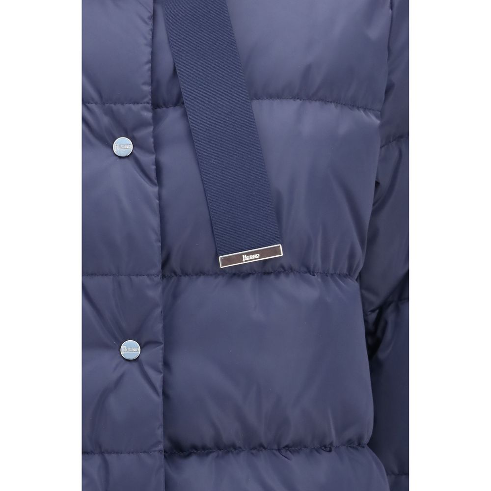 Herno Blaue Polyester-Jacke in voller Länge