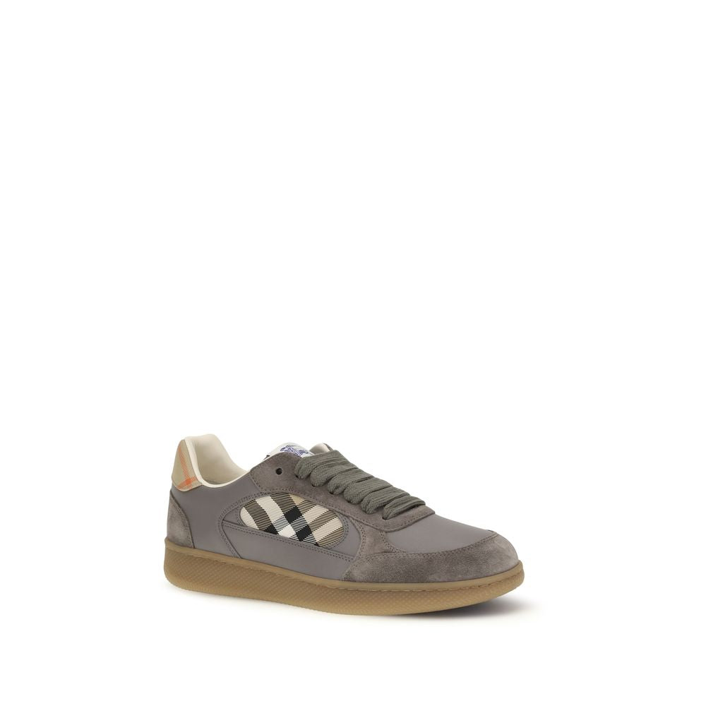 Burberry Graue Bos Taurus Kalbsleder Low-Top-Sneaker