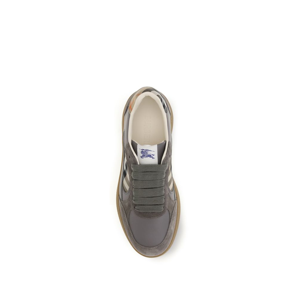 Burberry Graue Bos Taurus Kalbsleder Low-Top-Sneaker