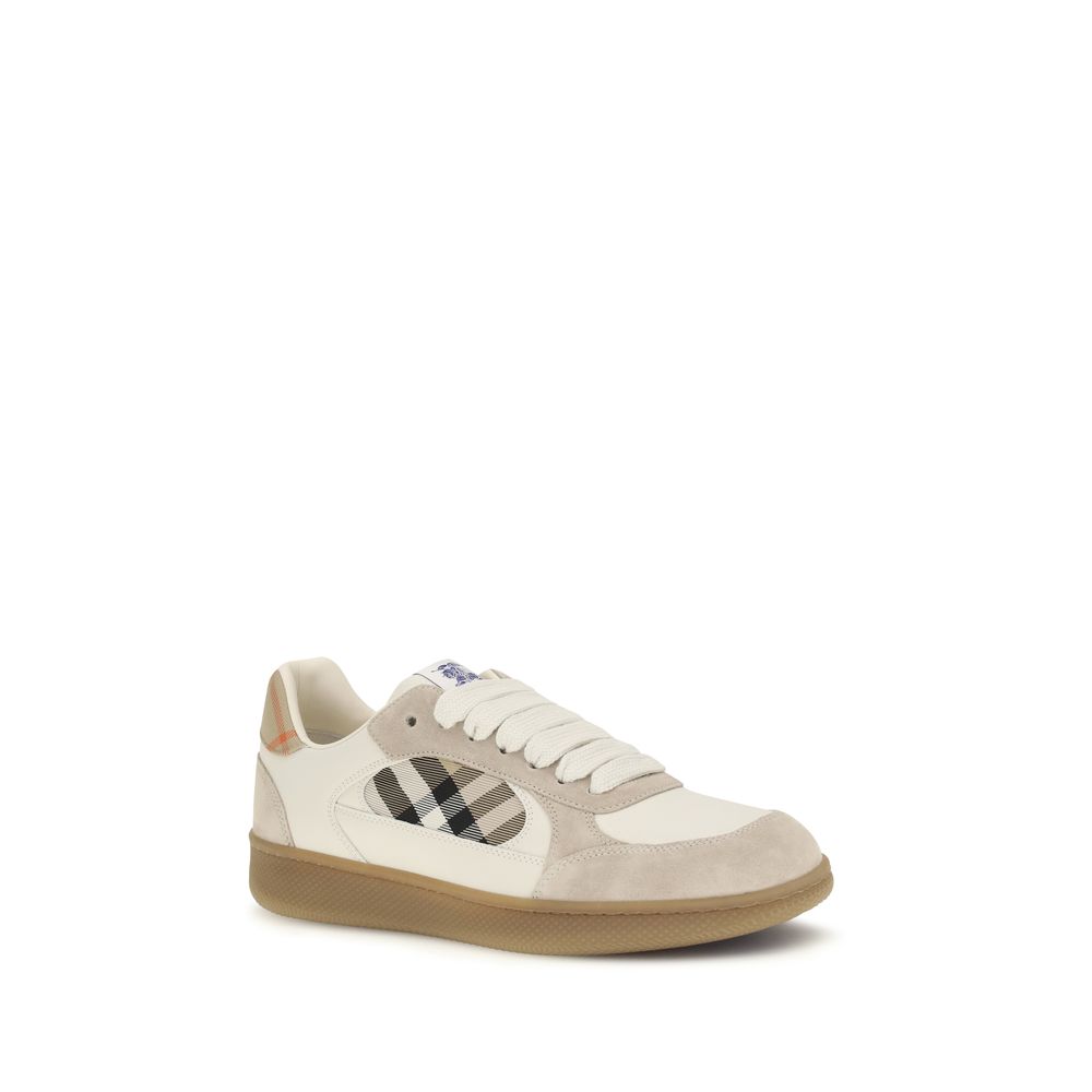 Burberry Beige Calf Leather Bos Taurus Low Top Sneakers