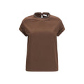 Brunello Cucinelli Braunes T-Shirt aus Elasthan