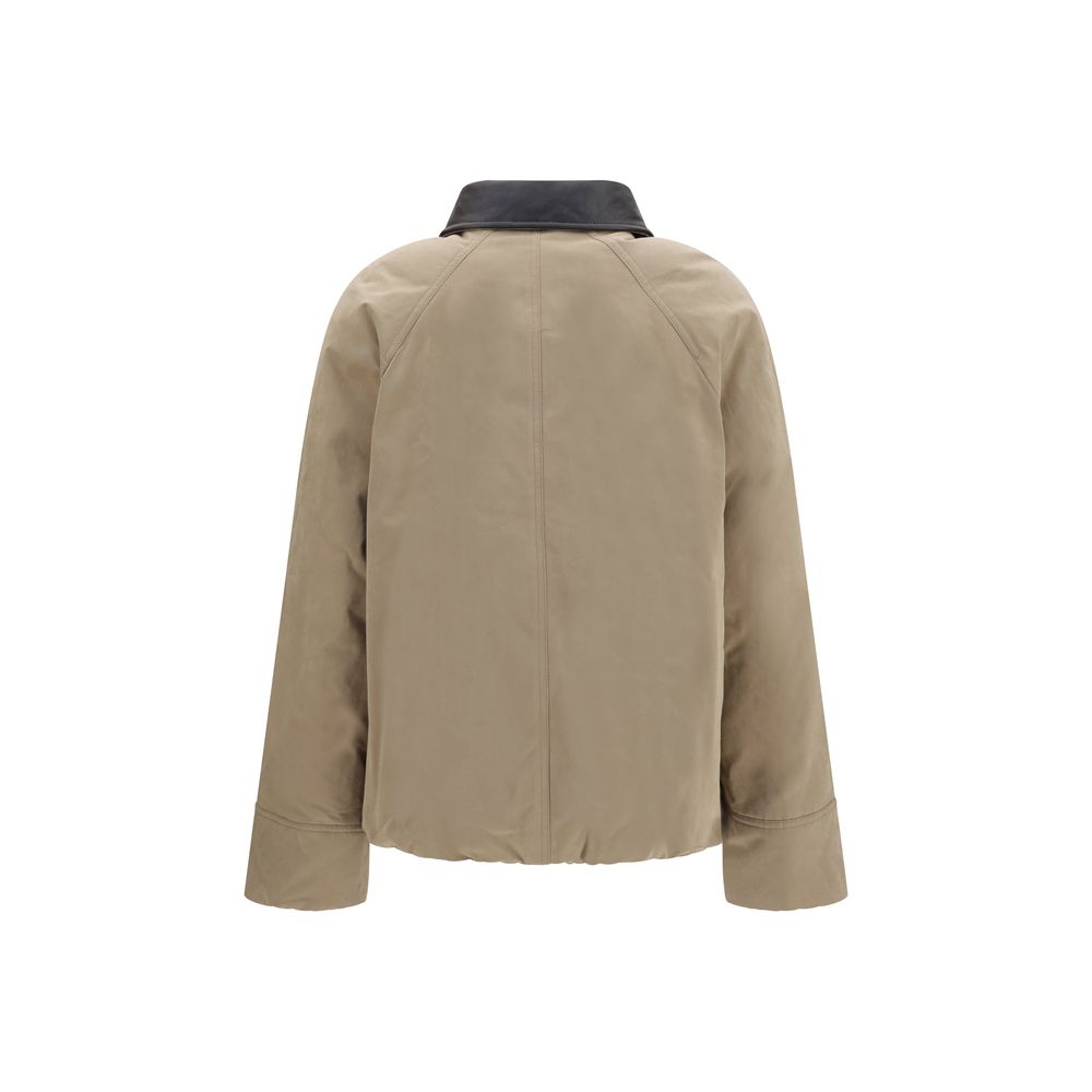 Brunello Cucinelli Beige Baumwoll-Lederjacke