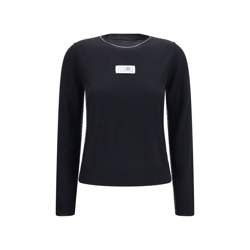 MM6 Schwarzes Woll-Oves Aries Sportswear-Oberteil