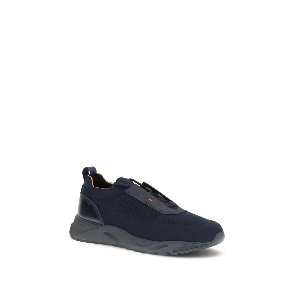 Santoni Blaue Stoff-Sneaker für Sport