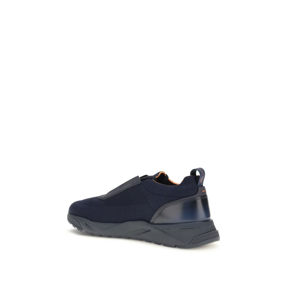 Santoni Blaue Stoff-Sneaker für Sport