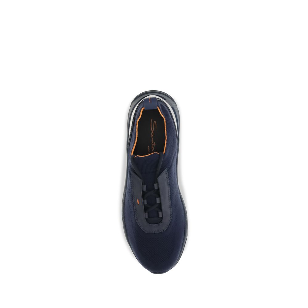 Santoni Blaue Stoff-Sneaker für Sport