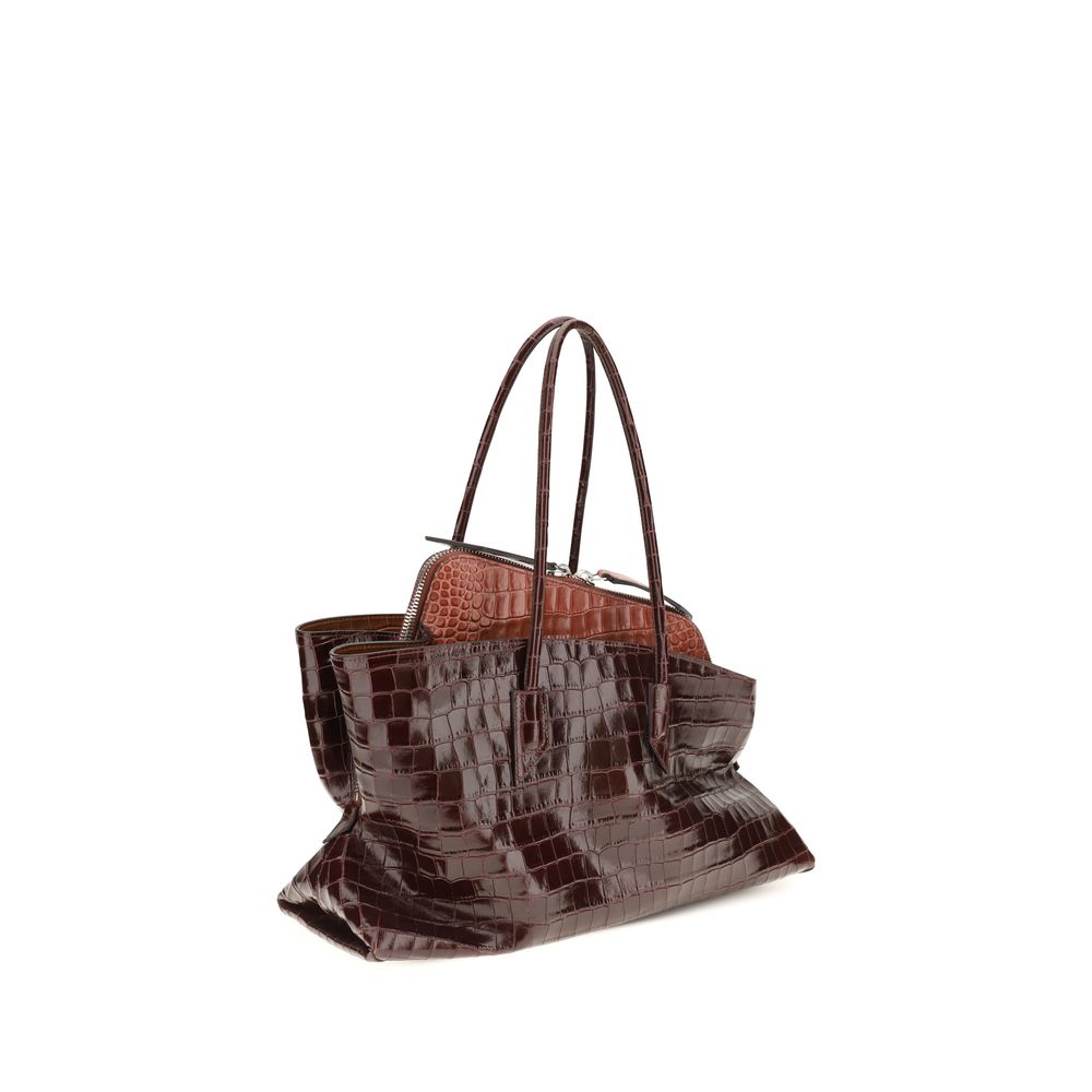 The Attico Schultertasche Bos Taurus aus bordeauxrotem Kalbsleder