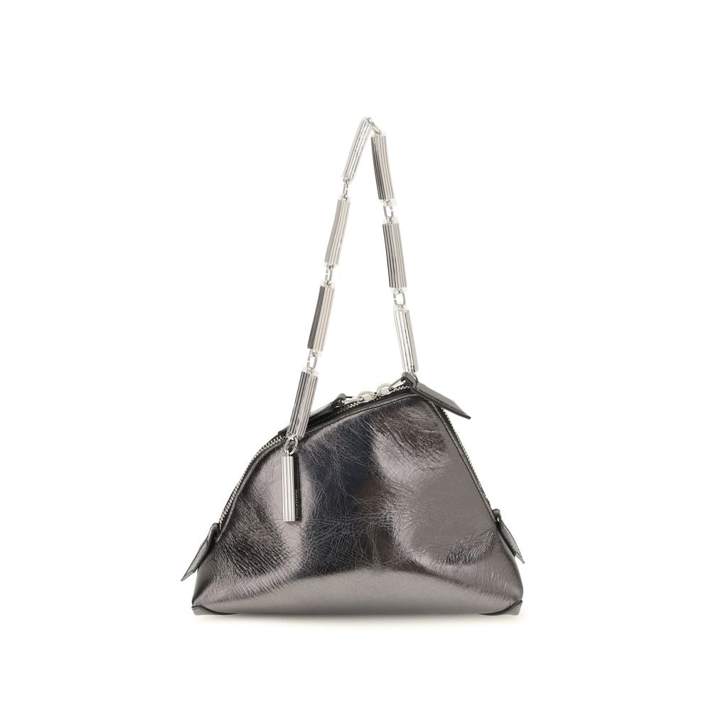 The Attico Handtasche aus silbernem Kalbsleder Bos Taurus