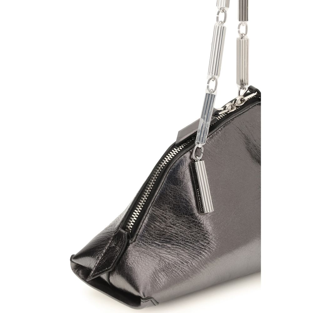 The Attico Handtasche aus silbernem Kalbsleder Bos Taurus