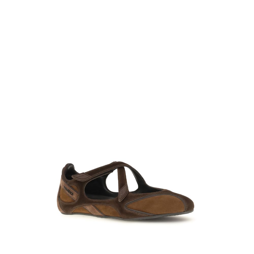 The Attico Braune Kalbsleder-Ballerinas Bos Taurus