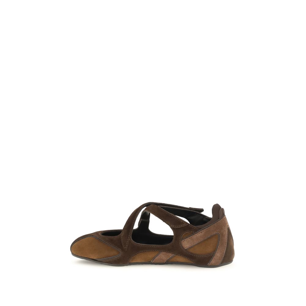 The Attico Braune Kalbsleder-Ballerinas Bos Taurus