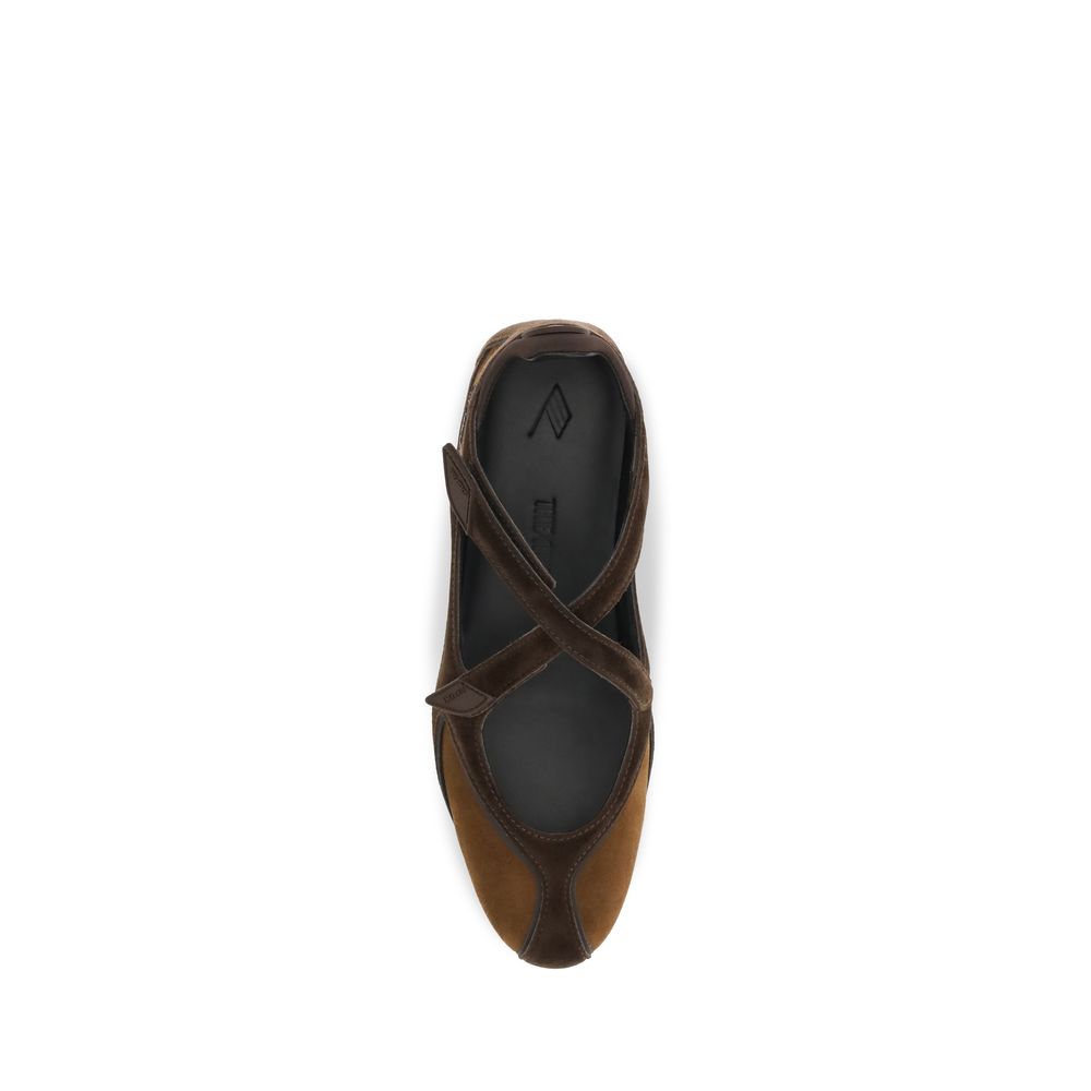 The Attico Braune Kalbsleder-Ballerinas Bos Taurus