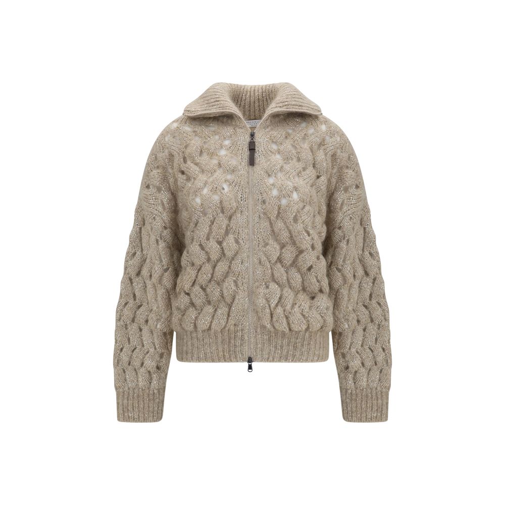 Brunello Cucinelli Beige Woll Cardigan Oves Aries