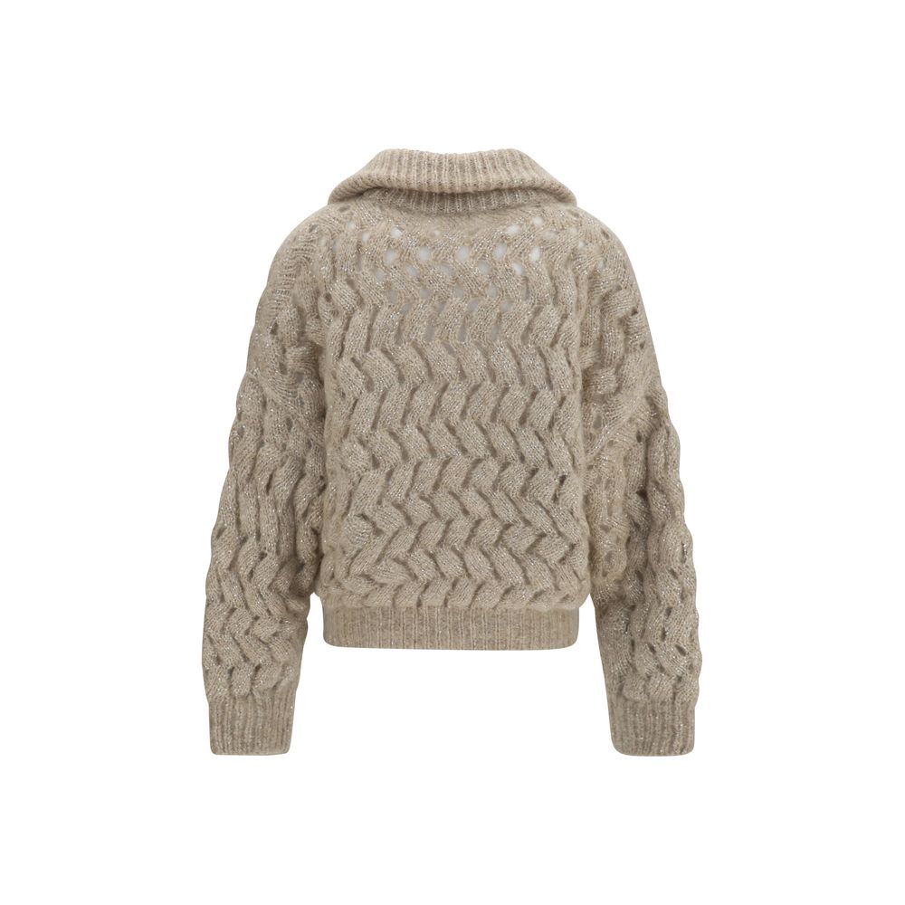 Brunello Cucinelli Beige Woll Cardigan Oves Aries