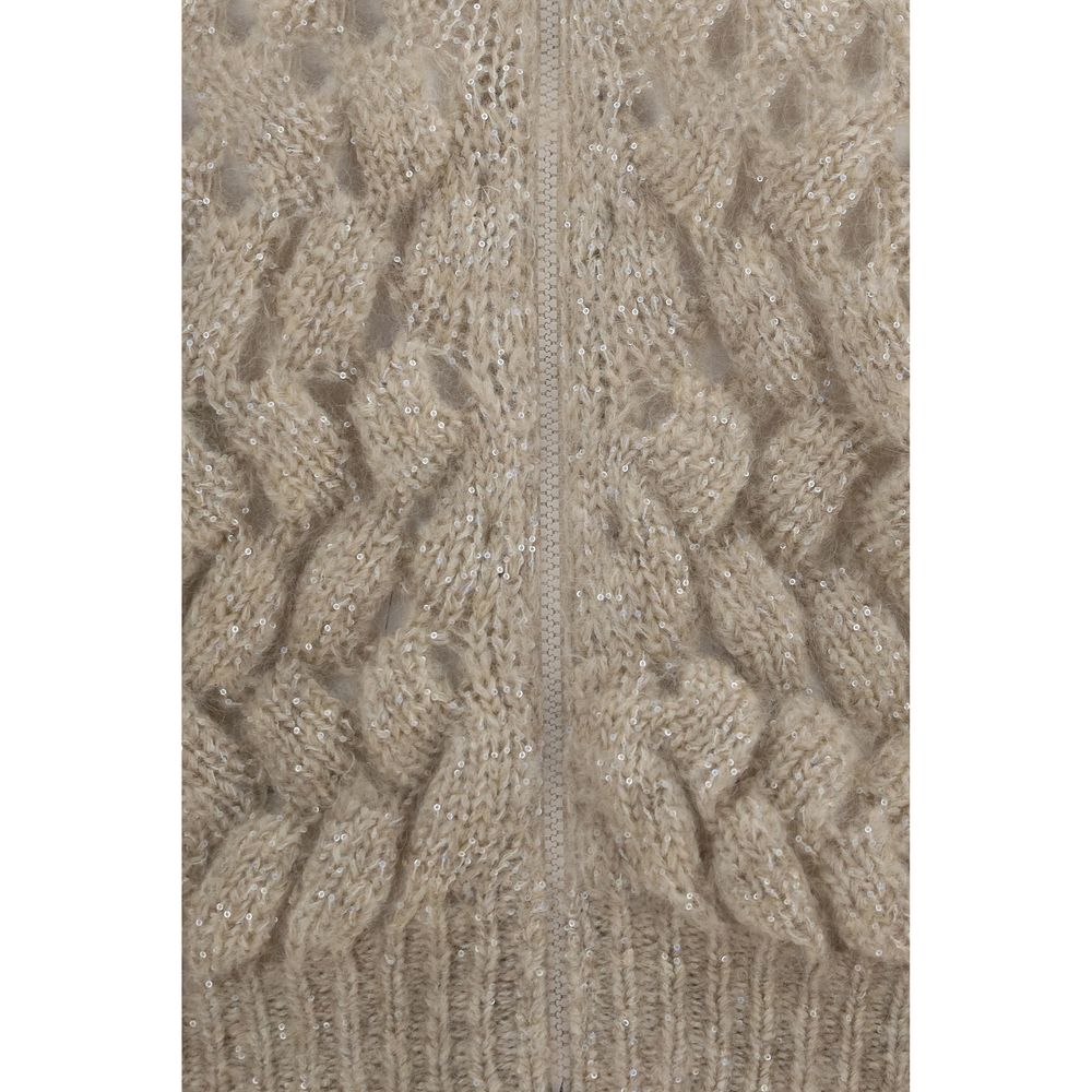 Brunello Cucinelli Beige Woll Cardigan Oves Aries