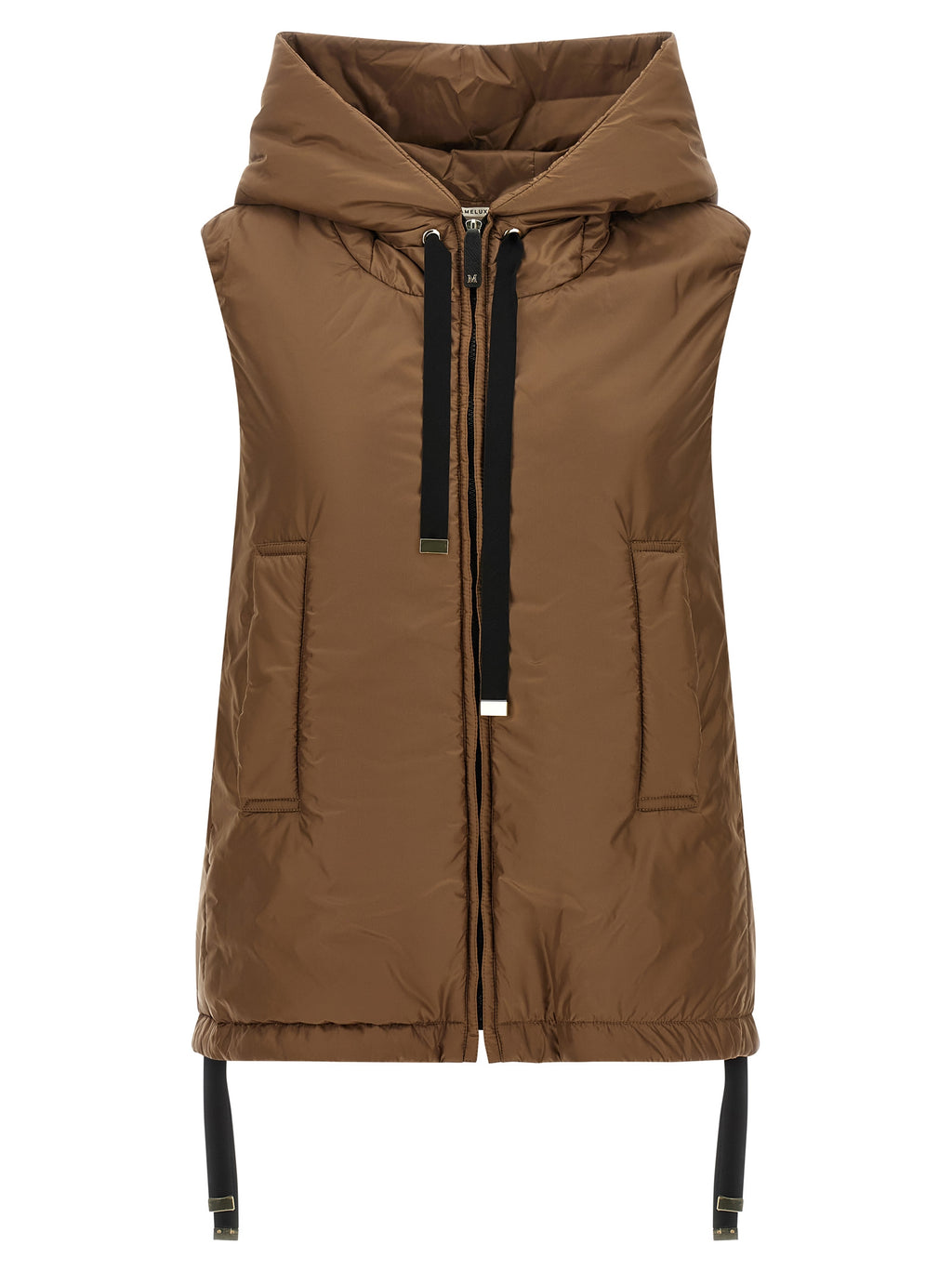 Max Mara Braune ärmellose Jacke aus Polyester