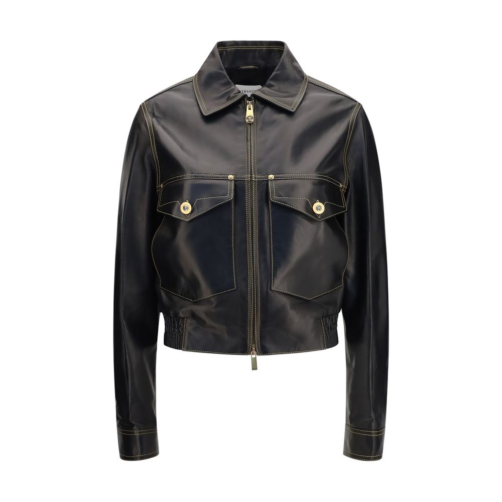 Versace Schwarze Lederjacke