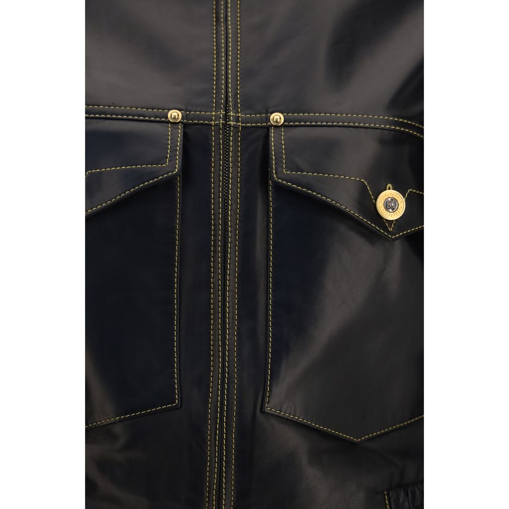 Versace Schwarze Lederjacke