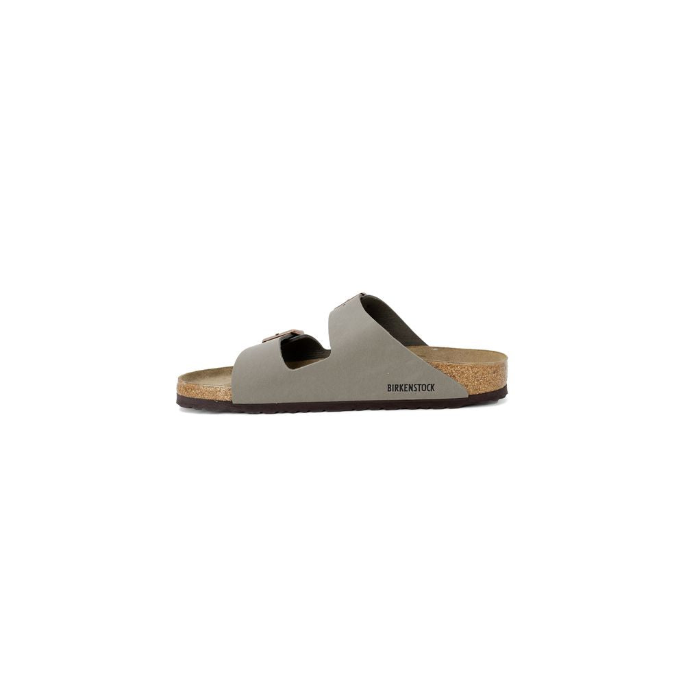 Birkenstock Graue Leder-Sandalen mit flachem Absatz